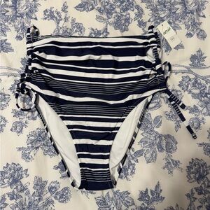 NWT Aerie Navy and White Striped Bikini Bottom Size S